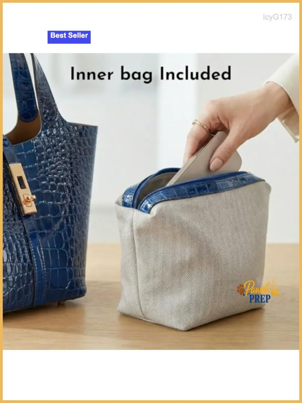 Vegan Leather Bucket Purse Tote Bag with Detachable Zipper Pouch for Women